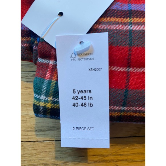 NWT Gap BabyGap Flannel Red Plaid Tartan Holiday Pajama Top & Bottom Set (5T) - Picture 4 of 5